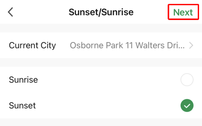 Sunset/Sunrise screen